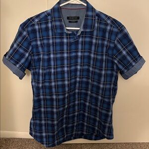 Bugatchi Blue Plaid Men's Casual Shirt